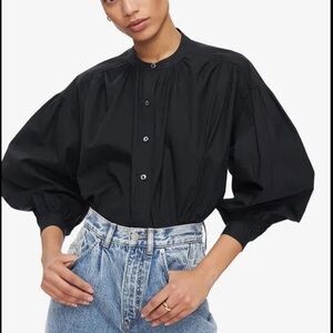 ANINE BING Eden Poplin Shirt Black Women's XS Oversized